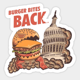 Burger Bites Back Funny Halloween Design (Light, Red Text) Sticker